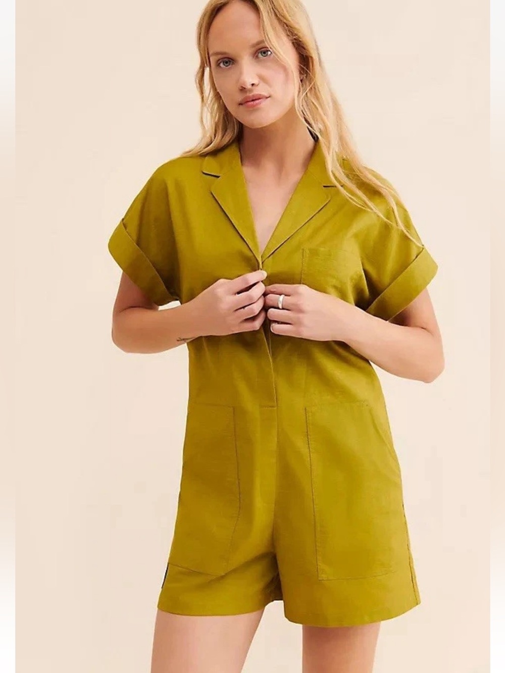 Anthropologie Mare Mare Green Short Playsuit romper Size Medium D